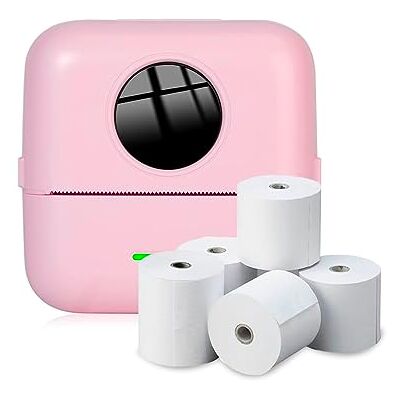 NK tragbare Fotodrucker mit 5 Rollen Thermopapier, multifutionale Mini-Bluetooth-Drucker für Mobiltelefone, USB-Kabel, kompatibel mit iOS und Android, Rosa NK tragbare Fotodrucker mit 5 Rollen Thermopapier, multifutionale Mini-Bluetooth-Drucker für Mobiltelefone, USB-Kabel, kompatibel mit iOS und Android, Rosa