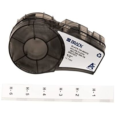 Brady M21-500-499-TB 16' Length, 0.5" Width, B-499 Nylon Cloth, Black On White Color, BMP 21 Mobile Printer, ID PAL And LABPAL Printer Label by , 12.70mm x 4.90m Brady M21-500-499-TB 16' Length, 0.5" Width, B-499 Nylon Cloth, Black On White Color, BMP 21 Mobile Printer, ID PAL And LABPAL Printer Label by , 12.70mm x 4.90m