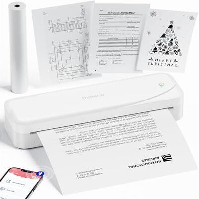 Phomemo M833 Thermodrucker A4 Mobiler Drucker A4 für Unterwegs Tragbarer Drucker Bluetooth 300DPI, 53mm-216mm Druckbreite, Kompatibel mit Handys & Laptops, für Business, Reisen, Rechnungen, Weiß Phomemo M833 Thermodrucker A4 Mobiler Drucker A4 für Unterwegs Tragbarer Drucker Bluetooth 300DPI, 53mm-216mm Druckbreite, Kompatibel mit Handys & Laptops, für Business, Reisen, Rechnungen, Weiß