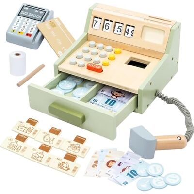 JugueteLand Holz Spielkasse für Kinder, Kaufladen Kasse mit Scanner Spielgeld 3+ Jahre Holz Kaufladen Kasse mit Spielgeld, Scanner & Kreditkarte. Pädagogisches Kassierer Rollenspiel Spielzeug Geschenk für Kinder JugueteLand Holz Spielkasse für Kinder, Kaufladen Kasse mit Scanner Spielgeld 3+ Jahre Holz Kaufladen Kasse mit Spielgeld, Scanner & Kreditkarte. Pädagogisches Kassierer Rollenspiel Spielzeug Geschenk für Kinder