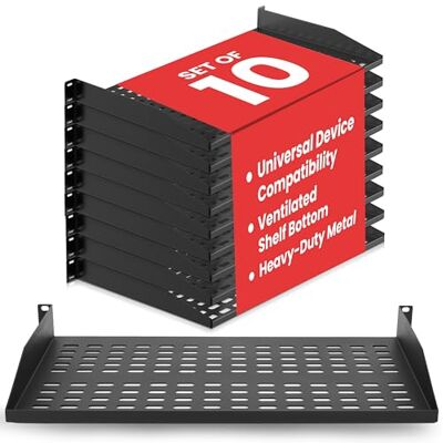 Pyle Fachboden 10er Set 19 Zoll 1HE Rack Shelf – Belüfteter Stahl Rackboden für Netzwerkschrank & Serverschrank, Ablage für Patchpanel und Netzwerkgeräte, 50 kg Tragkraft Pyle Fachboden 10er Set 19 Zoll 1HE Rack Shelf – Belüfteter Stahl Rackboden für Netzwerkschrank & Serverschrank, Ablage für Patchpanel und Netzwerkgeräte, 50 kg Tragkraft