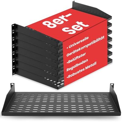 Pyle Fachboden 8er Set 19 Zoll 1HE Rack Shelf – Belüfteter Stahl Rackboden für Netzwerkschrank & Serverschrank, Ablage für Patchpanel und Netzwerkgeräte, 50 kg Tragkraft Pyle Fachboden 8er Set 19 Zoll 1HE Rack Shelf – Belüfteter Stahl Rackboden für Netzwerkschrank & Serverschrank, Ablage für Patchpanel und Netzwerkgeräte, 50 kg Tragkraft