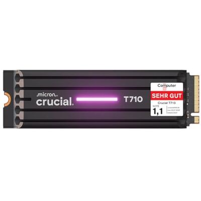 Crucial T710 SSD 2TB M.2 NVMe PCIe 5.0 x4 Gen5 mit Kühlkörper, bis zu 14.500 MB/s Lesen, 13.800 MB/s Schreiben, für Desktop PC & PS5, TLC NAND, Interne Festplatte CT2000T710SSD5-01 Crucial T710 SSD 2TB M.2 NVMe PCIe 5.0 x4 Gen5 mit Kühlkörper, bis zu 14.500 MB/s Lesen, 13.800 MB/s Schreiben, für Desktop PC & PS5, TLC NAND, Interne Festplatte CT2000T710SSD5-01