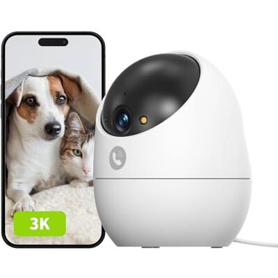 Beans View 3K Innenkamera für Überwachung und Sicherheit, Farb-Nachtsicht, 2,4 GHz WLAN-Kamera für Haustiere/Hunde/Katzen, Bewegungserkennung und -verfolgung, 360° Babyphone, Anrufknopf (D210 5MP) Beans View 3K Innenkamera für Überwachung und Sicherheit, Farb-Nachtsicht, 2,4 GHz WLAN-Kamera für Haustiere/Hunde/Katzen, Bewegungserkennung und -verfolgung, 360° Babyphone, Anrufknopf (D210 5MP)