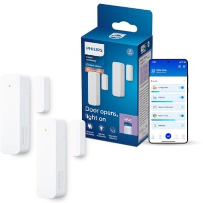 Philips Smart Lighting Smarter Kontaktsensor, 2er-Pack Heimüberwachung, Automatisierungen, Türsensor, Kompaktes Design, Connected by WiZ, Smart Home Philips Smart Lighting Smarter Kontaktsensor, 2er-Pack Heimüberwachung, Automatisierungen, Türsensor, Kompaktes Design, Connected by WiZ, Smart Home