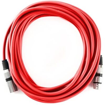 MUSIC STORE XLR-Mikrofonkabel, 10m, Rot, Standardkabel mit 3 Pol XLR Stecker/Buchse, Knickschutz, Störgeräuschfreie Signalübertragung MUSIC STORE XLR-Mikrofonkabel, 10m, Rot, Standardkabel mit 3 Pol XLR Stecker/Buchse, Knickschutz, Störgeräuschfreie Signalübertragung