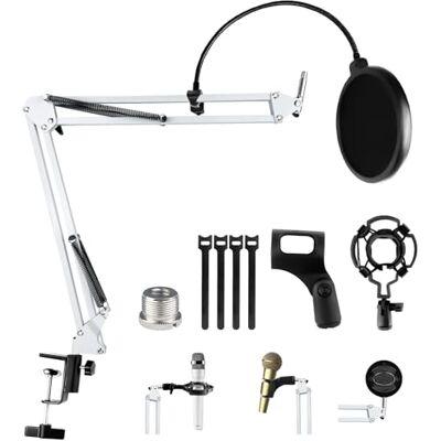 Relota Mikrofon Arm, Mikrofonarm Einstellbare Mikrofonständer Weiß mit Shock Mount, Pop-Filter, 5 Kabelbinder, Mikrofonhalter Schreibtisch Boom Arm für Aufnahme, Podcasting, Fernsehsender Relota Mikrofon Arm, Mikrofonarm Einstellbare Mikrofonständer Weiß mit Shock Mount, Pop-Filter, 5 Kabelbinder, Mikrofonhalter Schreibtisch Boom Arm für Aufnahme, Podcasting, Fernsehsender