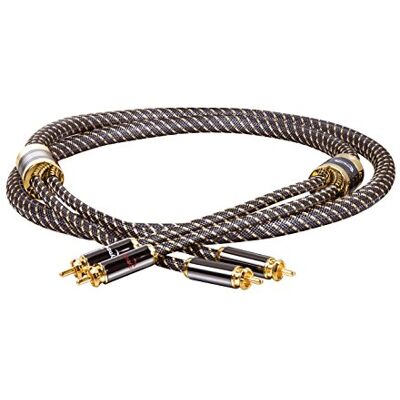 Dynavox Black Line High-End Cinchkabel Stereo, Premium RCA-Kabel mit mehrfacher Abschirmung, hochreines Kupfer, 24k vergoldete Stecker, 1,5 m Dynavox Black Line High-End Cinchkabel Stereo, Premium RCA-Kabel mit mehrfacher Abschirmung, hochreines Kupfer, 24k vergoldete Stecker, 1,5 m