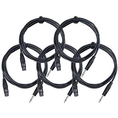 Pronomic 5er Set XFJ-2.5 XLR zu Klinke Kabel (unsymmetrisches Mikrofonkabel, Länge 2,5m, säure- und ölfest, Spannzangen-Zugentlastung) schwarz Pronomic 5er Set XFJ-2.5 XLR zu Klinke Kabel (unsymmetrisches Mikrofonkabel, Länge 2,5m, säure- und ölfest, Spannzangen-Zugentlastung) schwarz