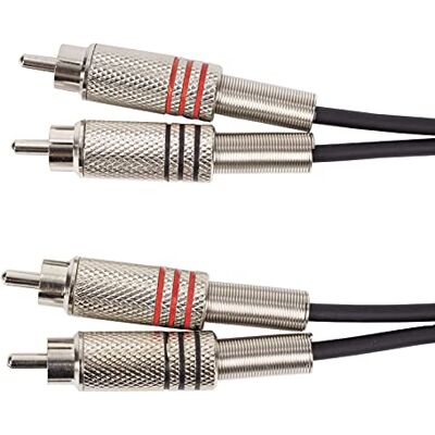 MUSIC STORE , Audiokabel 2m, Cinch/Cinch, Schwarz, Metallstecker, Schraubbar MUSIC STORE , Audiokabel 2m, Cinch/Cinch, Schwarz, Metallstecker, Schraubbar