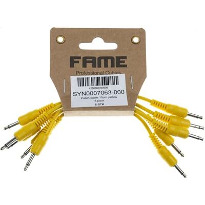 MUSIC STORE Eurorack Patchkabel 15cm, Gelb, 5 Stück, 3,5mm Mono-Klinkenstecker, MUSIC STORE Eurorack Patchkabel 15cm, Gelb, 5 Stück, 3,5mm Mono-Klinkenstecker,