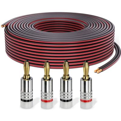 PureLink Lautsprecherkabel Boxenkabel OFC 2x2,50mm² 10m mit Bananenstecker Set mit 4 Bananensteckern, Reines sauerstofffreies Kupfer (99,99%), 0,10 mm Litzenstruktur, für Verstärker und Lautsprecher PureLink Lautsprecherkabel Boxenkabel OFC 2x2,50mm² 10m mit Bananenstecker Set mit 4 Bananensteckern, Reines sauerstofffreies Kupfer (99,99%), 0,10 mm Litzenstruktur, für Verstärker und Lautsprecher