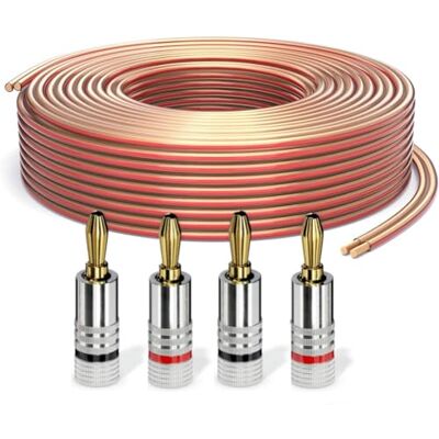 PureLink Lautsprecherkabel Boxenkabel OFC 2x2,50mm² 15m mit Bananenstecker Set mit 4 Bananensteckern, Reines sauerstofffreies Kupfer (99,99%), 0,10 mm Litzenstruktur, für Verstärker und Lautsprecher PureLink Lautsprecherkabel Boxenkabel OFC 2x2,50mm² 15m mit Bananenstecker Set mit 4 Bananensteckern, Reines sauerstofffreies Kupfer (99,99%), 0,10 mm Litzenstruktur, für Verstärker und Lautsprecher