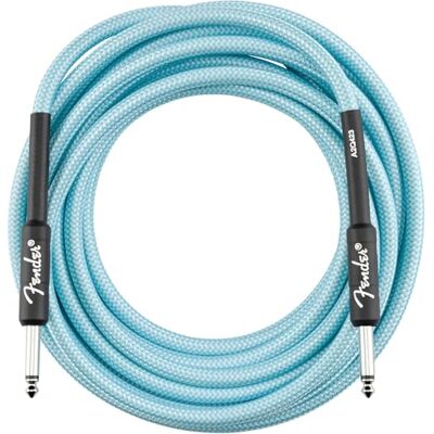 Fender Professional Tweed Instrumentenkabel, gerade/gerade, 4,57 m Gitarrenkabel, sauerstofffreies Kupfer, vernickelte 6,35-mm-Klinkenstecker, für Live-Auftritte, Daphne Blue Tweed, 4,57 m Fender Professional Tweed Instrumentenkabel, gerade/gerade, 4,57 m Gitarrenkabel, sauerstofffreies Kupfer, vernickelte 6,35-mm-Klinkenstecker, für Live-Auftritte, Daphne Blue Tweed, 4,57 m