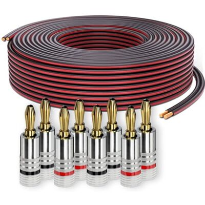 PureLink Lautsprecherkabel Boxenkabel OFC 2x2,50mm² 20m mit Bananenstecker Set mit 8 Bananensteckern, Reines sauerstofffreies Kupfer (99,99%), 0,10 mm Litzenstruktur, für Verstärker und Lautsprecher PureLink Lautsprecherkabel Boxenkabel OFC 2x2,50mm² 20m mit Bananenstecker Set mit 8 Bananensteckern, Reines sauerstofffreies Kupfer (99,99%), 0,10 mm Litzenstruktur, für Verstärker und Lautsprecher