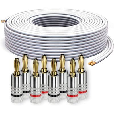 PureLink Lautsprecherkabel Boxenkabel OFC 2x2,50mm² 25m mit Bananenstecker Set mit 8 Bananensteckern, Reines sauerstofffreies Kupfer (99,99%), 0,10 mm Litzenstruktur, für Verstärker und Lautsprecher PureLink Lautsprecherkabel Boxenkabel OFC 2x2,50mm² 25m mit Bananenstecker Set mit 8 Bananensteckern, Reines sauerstofffreies Kupfer (99,99%), 0,10 mm Litzenstruktur, für Verstärker und Lautsprecher