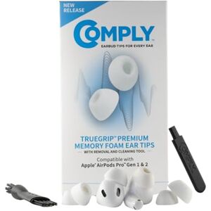 Comply TrueGrip Schaumstoff-Ohrstöpsel für Apple AirPods Pro 1. und 2. Generation, klein, Weiß (3 Paar), kleine Strumpffüller, Geräuschisolierung, mit Reinigungswerkzeug zum Entfernen Comply TrueGrip Schaumstoff-Ohrstöpsel für Apple AirPods Pro 1. und 2. Generation, klein, Weiß (3 Paar), kleine Strumpffüller, Geräuschisolierung, mit Reinigungswerkzeug zum Entfernen