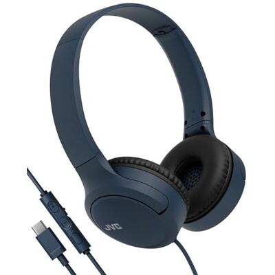 JVC HA-S33UC-A USB-C On-Ear-Kopfhörer, weiche Ohrpolster, faltbar, mit Mikrofon & 3-Tasten-Fernbedienung, einseitiges Kabel, Blau JVC HA-S33UC-A USB-C On-Ear-Kopfhörer, weiche Ohrpolster, faltbar, mit Mikrofon & 3-Tasten-Fernbedienung, einseitiges Kabel, Blau
