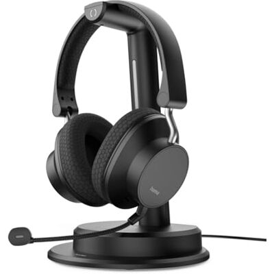 Hama Bluetooth Headset BT-900 (Wireless Headset, Over Ear, ENC Kopfhörer, mit Ladestation, Multipoint für bis zu 2 Geräte gleichzeitig, 24 Stunden Akkulaufzeit, Multifunktionstaste, kabellos) schwarz Hama Bluetooth Headset BT-900 (Wireless Headset, Over Ear, ENC Kopfhörer, mit Ladestation, Multipoint für bis zu 2 Geräte gleichzeitig, 24 Stunden Akkulaufzeit, Multifunktionstaste, kabellos) schwarz