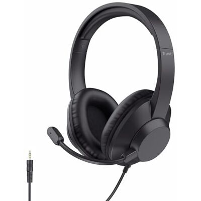 Trust Ayda Max PC Headset mit Mikrofon Over-Ear 3.5mm, Schwarz Kopfhörer mit Kabel 1,80 m, Verstellbarer Kopfbügel, 85% Recyclingkunststoff, für Office Teams Videokonferenz Zoom Trust Ayda Max PC Headset mit Mikrofon Over-Ear 3.5mm, Schwarz Kopfhörer mit Kabel 1,80 m, Verstellbarer Kopfbügel, 85% Recyclingkunststoff, für Office Teams Videokonferenz Zoom