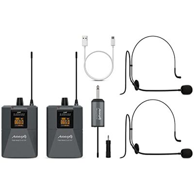 Audibax Missouri Free Head Dual UHF Sistema de Micrófono de diadema Con Receptor Recargable Audibax Missouri Free Head Dual UHF Sistema de Micrófono de diadema Con Receptor Recargable