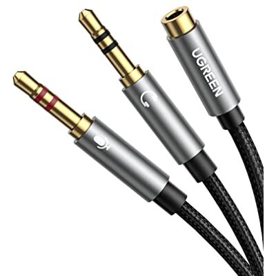 UGREEN Y Splitter Kabel Klinke 3,5mm Buchse auf Klinkenstecker,20cm Grau Y Adapter Klinke (Headset & Mikrofon) Audio Y Splitter Kabel CTIA Standard für Kopfhörer, Computer usw. Nylon Ummantelung UGREEN Y Splitter Kabel Klinke 3,5mm Buchse auf Klinkenstecker,20cm Grau Y Adapter Klinke (Headset & Mikrofon) Audio Y Splitter Kabel CTIA Standard für Kopfhörer, Computer usw. Nylon Ummantelung