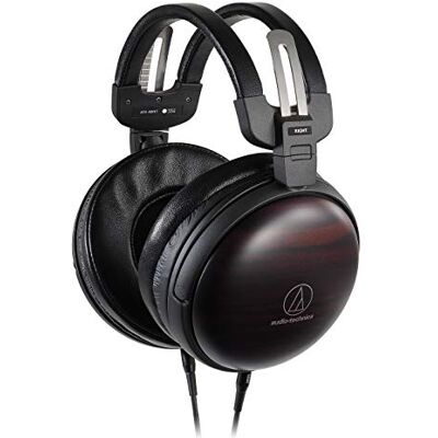 Audio-Technica ATH-AWKT Audiophile High Res Closed-Back Dynamic WoodenHeadphones Japanese Kokutan Striped Ebony Audio-Technica ATH-AWKT Audiophile High Res Closed-Back Dynamic WoodenHeadphones Japanese Kokutan Striped Ebony