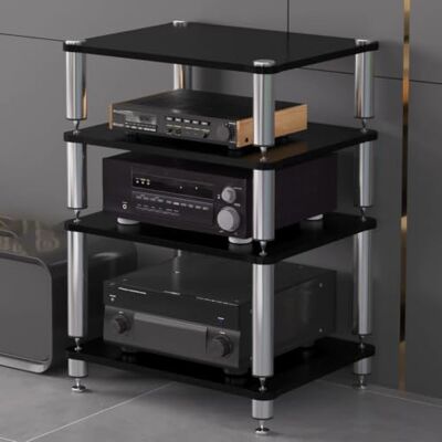 Whsmke 2/3/4-stöckiger Audio-Aufbewahrungsschrank Mit Anti-Vibrations-Füßen Professionelles Rack, Verstärkerständer, AV-Geräteregal Plattenspieler, Lautsprecher, Heimkino(Schwarz,60*48*80cm/4Tier) Whsmke 2/3/4-stöckiger Audio-Aufbewahrungsschrank Mit Anti-Vibrations-Füßen Professionelles Rack, Verstärkerständer, AV-Geräteregal Plattenspieler, Lautsprecher, Heimkino(Schwarz,60*48*80cm/4Tier)