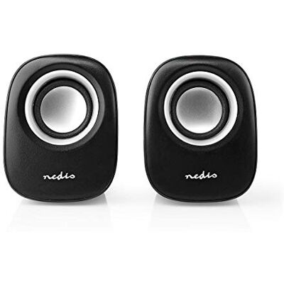 NEDIS PC-Lautsprecher 2.0 12 W Anschlüsse – Eingang: 1x 3.5 mm Stromversorgung über USB Lautstärke-Regler Silber/Schwarz NEDIS PC-Lautsprecher 2.0 12 W Anschlüsse – Eingang: 1x 3.5 mm Stromversorgung über USB Lautstärke-Regler Silber/Schwarz