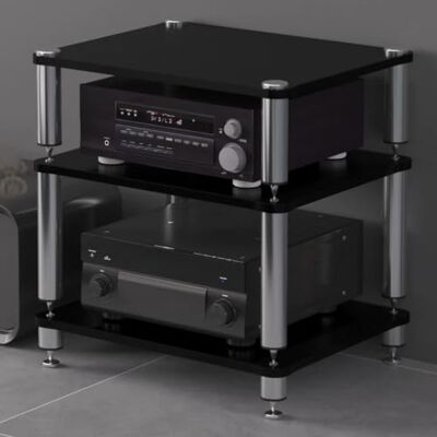 Whsmke 2/3/4-stöckiger Audio-Aufbewahrungsschrank Mit Anti-Vibrations-Füßen Professionelles Rack, Verstärkerständer, AV-Geräteregal Plattenspieler, Lautsprecher, Heimkino(Schwarz,60*48*60cm/3Tier) Whsmke 2/3/4-stöckiger Audio-Aufbewahrungsschrank Mit Anti-Vibrations-Füßen Professionelles Rack, Verstärkerständer, AV-Geräteregal Plattenspieler, Lautsprecher, Heimkino(Schwarz,60*48*60cm/3Tier)