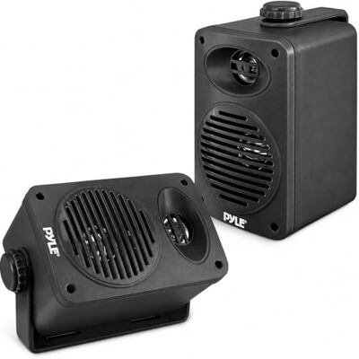 Pyle Bluetooth Lautsprecher Boxen – 200W 3.5" Outdoor 2-Wege Set, wetterfest, schwarz 1/2" Tweeter, Schnellanschluss, kompakte Außenlautsprecher für Garten, Boot & Außenbereich Pyle Bluetooth Lautsprecher Boxen – 200W 3.5" Outdoor 2-Wege Set, wetterfest, schwarz 1/2" Tweeter, Schnellanschluss, kompakte Außenlautsprecher für Garten, Boot & Außenbereich