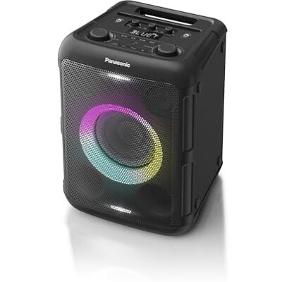 Panasonic SC-BMAX5E-K Tragbarer Party-Lautsprecher mit Bluetooth, integrierter Beleuchtung, 75 W, USB, optischem Eingang für TV, Gitarren- und Mikrofoneingängen für Karaoke, Schwarz Panasonic SC-BMAX5E-K Tragbarer Party-Lautsprecher mit Bluetooth, integrierter Beleuchtung, 75 W, USB, optischem Eingang für TV, Gitarren- und Mikrofoneingängen für Karaoke, Schwarz