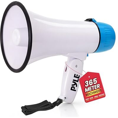 Pyle Megaphon mit Sirene & Mikrofon, Signalhorn 20 Watt mit Lautsprecher, Schultergurt, Aufnahmefunktion & Aux-Anschluss, Mini Megafon Kinder & Erwachsene, Robustes Tröte Faltbar für Indoor & Outdoor Pyle Megaphon mit Sirene & Mikrofon, Signalhorn 20 Watt mit Lautsprecher, Schultergurt, Aufnahmefunktion & Aux-Anschluss, Mini Megafon Kinder & Erwachsene, Robustes Tröte Faltbar für Indoor & Outdoor