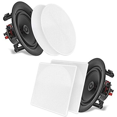 Pyle Deckenlautsprecher/Wandlautsprecher 250 Watt Einbaulautsprecher – Flache 8” (20cm) 2-Wege-Lautsprecher als Stereo Sound System – Einfacher Einbau in Flush Design mit Rundem/Quadratischem Gitter Pyle Deckenlautsprecher/Wandlautsprecher 250 Watt Einbaulautsprecher – Flache 8” (20cm) 2-Wege-Lautsprecher als Stereo Sound System – Einfacher Einbau in Flush Design mit Rundem/Quadratischem Gitter
