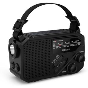 Philips TAR1659 Tragbares FM/AM Radio mit integriertem wiederaufladbarem Akku, AAA-Batterie & Kurbel-Notstrom, Solarenergie, eingebautem LED-Licht & Taschenlampe für Camping, Wandern & Stromausfälle Philips TAR1659 Tragbares FM/AM Radio mit integriertem wiederaufladbarem Akku, AAA-Batterie & Kurbel-Notstrom, Solarenergie, eingebautem LED-Licht & Taschenlampe für Camping, Wandern & Stromausfälle