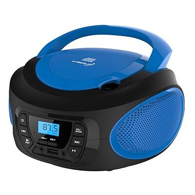 Cyberlux Tragbarer CD-Player CD/CD-R USB FM Radio AUX-In Kopfhöreranschluss Kinder Radio Boombox CD-Radio Stereoanlage Kompaktanlage (Cobalt Blue) Cyberlux Tragbarer CD-Player CD/CD-R USB FM Radio AUX-In Kopfhöreranschluss Kinder Radio Boombox CD-Radio Stereoanlage Kompaktanlage (Cobalt Blue)