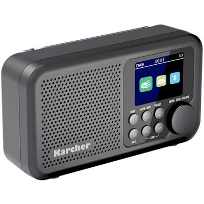 Karcher DAB+ Radio tragbar mit Akku (2200 mAh), Digitalradio DAB+ / UKW, Bluetooth Lautsprecher, 2,4" Farbdisplay dimmbar, Dual-Alarm Wecker, Kopfhöreranschluss DAB 2415 Karcher DAB+ Radio tragbar mit Akku (2200 mAh), Digitalradio DAB+ / UKW, Bluetooth Lautsprecher, 2,4" Farbdisplay dimmbar, Dual-Alarm Wecker, Kopfhöreranschluss DAB 2415