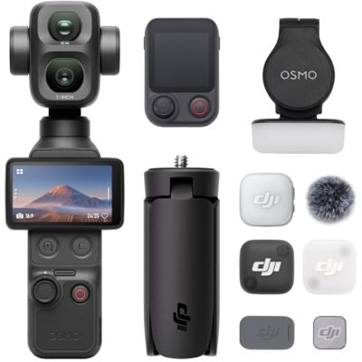 DJI Osmo Pocket 4P Vlog Combo, Vlog-Kamera mit Dual-Objektiv, kinoreifes 4K 3× optischer Zoom, 4K/240 fps, 17 Blendenstufen Dynamikumfang, 103 GB integrierter Speicher, Fülllicht, Osmo FrameTap DJI Osmo Pocket 4P Vlog Combo, Vlog-Kamera mit Dual-Objektiv, kinoreifes 4K 3× optischer Zoom, 4K/240 fps, 17 Blendenstufen Dynamikumfang, 103 GB integrierter Speicher, Fülllicht, Osmo FrameTap