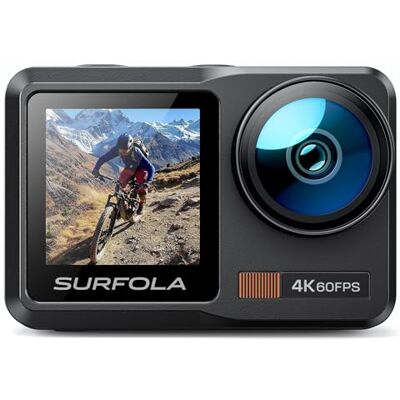 Surfola Action Cam 4K 60FPS, SF630 Unterwasserkamera 40M blankem Metall Wasserdicht Kamera 10M, WiFi, EIS Helmkamera, Dual-Screen-Camcorder mit externes Mikrofon, 2 x1350mAh Batterien und Ladegerät Surfola Action Cam 4K 60FPS, SF630 Unterwasserkamera 40M blankem Metall Wasserdicht Kamera 10M, WiFi, EIS Helmkamera, Dual-Screen-Camcorder mit externes Mikrofon, 2 x1350mAh Batterien und Ladegerät