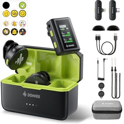 Donner VPM-20 Kabelloses Lavaliermikrofon für Typ-C/Lightning iPhone, iPad, Android-Kameras, mit Ladebox, Zweikanal-Mikrofone, Plug-and-Play, 300 m Reichweite, 48 kHz, 24 Bit Donner VPM-20 Kabelloses Lavaliermikrofon für Typ-C/Lightning iPhone, iPad, Android-Kameras, mit Ladebox, Zweikanal-Mikrofone, Plug-and-Play, 300 m Reichweite, 48 kHz, 24 Bit