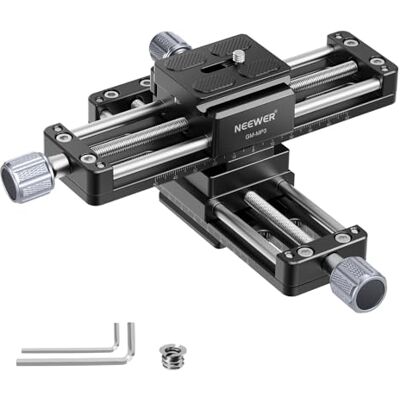 NEEWER Makro Rail Slider, 4 Achsen 360° drehbar Fokussierschiene aus Aluminiumlegierung mit Arca Typ Schnellwechselplatte 1/4" Schraube für Kamera Camcorder Stativköpfe Macro Fotografie Filmen, GM-MP3 NEEWER Makro Rail Slider, 4 Achsen 360° drehbar Fokussierschiene aus Aluminiumlegierung mit Arca Typ Schnellwechselplatte 1/4" Schraube für Kamera Camcorder Stativköpfe Macro Fotografie Filmen, GM-MP3