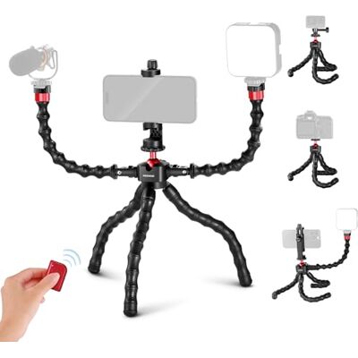 NEEWER T91 Stativ Flexibel mit 2 Magic Arm Reise Mini Handystativ für Vlogging Auslöser/Telefonklemme/Actioncam Halterung kompatibel mit GoPro Hero 13 12 iPhone 16 15 14 Pro Max Sony a7c, max Last 2kg NEEWER T91 Stativ Flexibel mit 2 Magic Arm Reise Mini Handystativ für Vlogging Auslöser/Telefonklemme/Actioncam Halterung kompatibel mit GoPro Hero 13 12 iPhone 16 15 14 Pro Max Sony a7c, max Last 2kg