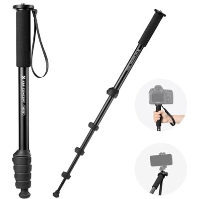 K&F CONCEPT MS16 Einbeinstativ, 63 Zoll Monopod, stabiles Aluminium-Einbeingerät mit 5 Sektionen, 160cm Reisestativ für DSLR, DSLM und Kompaktkameras, mit Handschlaufe K&F CONCEPT MS16 Einbeinstativ, 63 Zoll Monopod, stabiles Aluminium-Einbeingerät mit 5 Sektionen, 160cm Reisestativ für DSLR, DSLM und Kompaktkameras, mit Handschlaufe