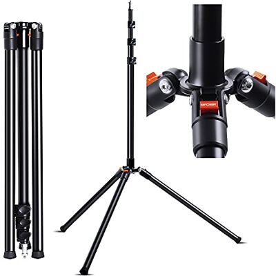 K&F CONCEPT Lichtstativ mit 180° Umkehrbaren Beinen, 86.5''/220cm Alu Light Stand Tragend 4KG, Tragbares Beleuchtungstativ für Outdoor Fotografie Strobe Softbox,1/4" Schraubenadapter, Stativtasche K&F CONCEPT Lichtstativ mit 180° Umkehrbaren Beinen, 86.5''/220cm Alu Light Stand Tragend 4KG, Tragbares Beleuchtungstativ für Outdoor Fotografie Strobe Softbox,1/4" Schraubenadapter, Stativtasche