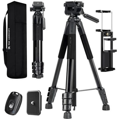 K&F CONCEPT 172cm leichtes Aluminium Kamerastativ mit Tasche tragbares Handystativ, für Canon Nikon Sony Kamera/DSLR/Camcorder/Handy, Reisestativ mit Handy-Tablet-Halterung, S254A3+BV01 K&F CONCEPT 172cm leichtes Aluminium Kamerastativ mit Tasche tragbares Handystativ, für Canon Nikon Sony Kamera/DSLR/Camcorder/Handy, Reisestativ mit Handy-Tablet-Halterung, S254A3+BV01