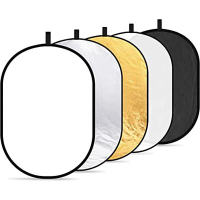 NEEWER 5 in 1 Reflektor 31"x47"/80x120cm Lichtreflektor für Fotografie, Tragbarer Faltbarer Multi Disc mit Tasche Transluzent, Silber, Gold, Schwarz, Weiß Diffusor für Studio und Außenbeleuchtung NEEWER 5 in 1 Reflektor 31"x47"/80x120cm Lichtreflektor für Fotografie, Tragbarer Faltbarer Multi Disc mit Tasche Transluzent, Silber, Gold, Schwarz, Weiß Diffusor für Studio und Außenbeleuchtung