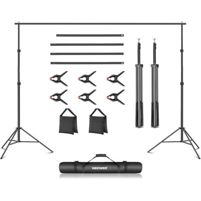 NEEWER Fotostudio Hintergrund Stützsysteme, 3m breit 2m hoch, Verstellbarer Hintergrundständer mit 4 Querstangen, 6 Hintergrundklemmen, 2 Sandsäcken, Tragetasche für Porträtstudio Fotografie NEEWER Fotostudio Hintergrund Stützsysteme, 3m breit 2m hoch, Verstellbarer Hintergrundständer mit 4 Querstangen, 6 Hintergrundklemmen, 2 Sandsäcken, Tragetasche für Porträtstudio Fotografie