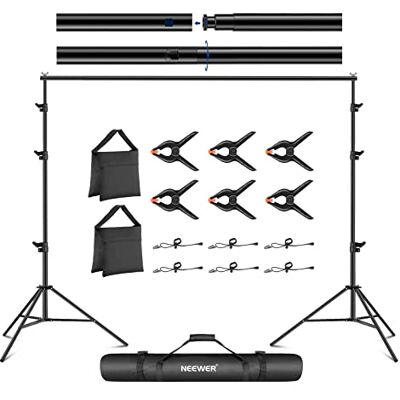 NEEWER 8,5x10 Fuß verstellbares Hintergrundständer Set, Fotografie Hintergrund Unterstützungssystem mit 4 Querstangen, 6 Federklemmen, 6 Hintergrundklammern, 2 Sandsäcken und Tragetasche NEEWER 8,5x10 Fuß verstellbares Hintergrundständer Set, Fotografie Hintergrund Unterstützungssystem mit 4 Querstangen, 6 Federklemmen, 6 Hintergrundklammern, 2 Sandsäcken und Tragetasche