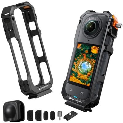 K&F CONCEPT Käfig Kamerakäfig für Insta360 X5, 1/4" Schraubenloch Aluminiumlegierung Schutzgehäuse mit Silikon Objektivabdeckung, 2 Cold Shoe Halterungen für Mikrofon und Led, CI01 K&F CONCEPT Käfig Kamerakäfig für Insta360 X5, 1/4" Schraubenloch Aluminiumlegierung Schutzgehäuse mit Silikon Objektivabdeckung, 2 Cold Shoe Halterungen für Mikrofon und Led, CI01