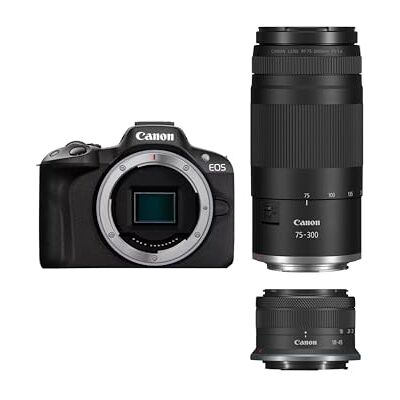 Canon EOS R50 Systemkamera + RF-S 18-45mm + RF 75-300mm Doppelzoom Kit Spiegellose Kamera (Digitalkamera mit Autofokus + Motiverkennung für Personen Augen Tiere Fahrzeuge, 4k Video.) schwarz Canon EOS R50 Systemkamera + RF-S 18-45mm + RF 75-300mm Doppelzoom Kit Spiegellose Kamera (Digitalkamera mit Autofokus + Motiverkennung für Personen Augen Tiere Fahrzeuge, 4k Video.) schwarz